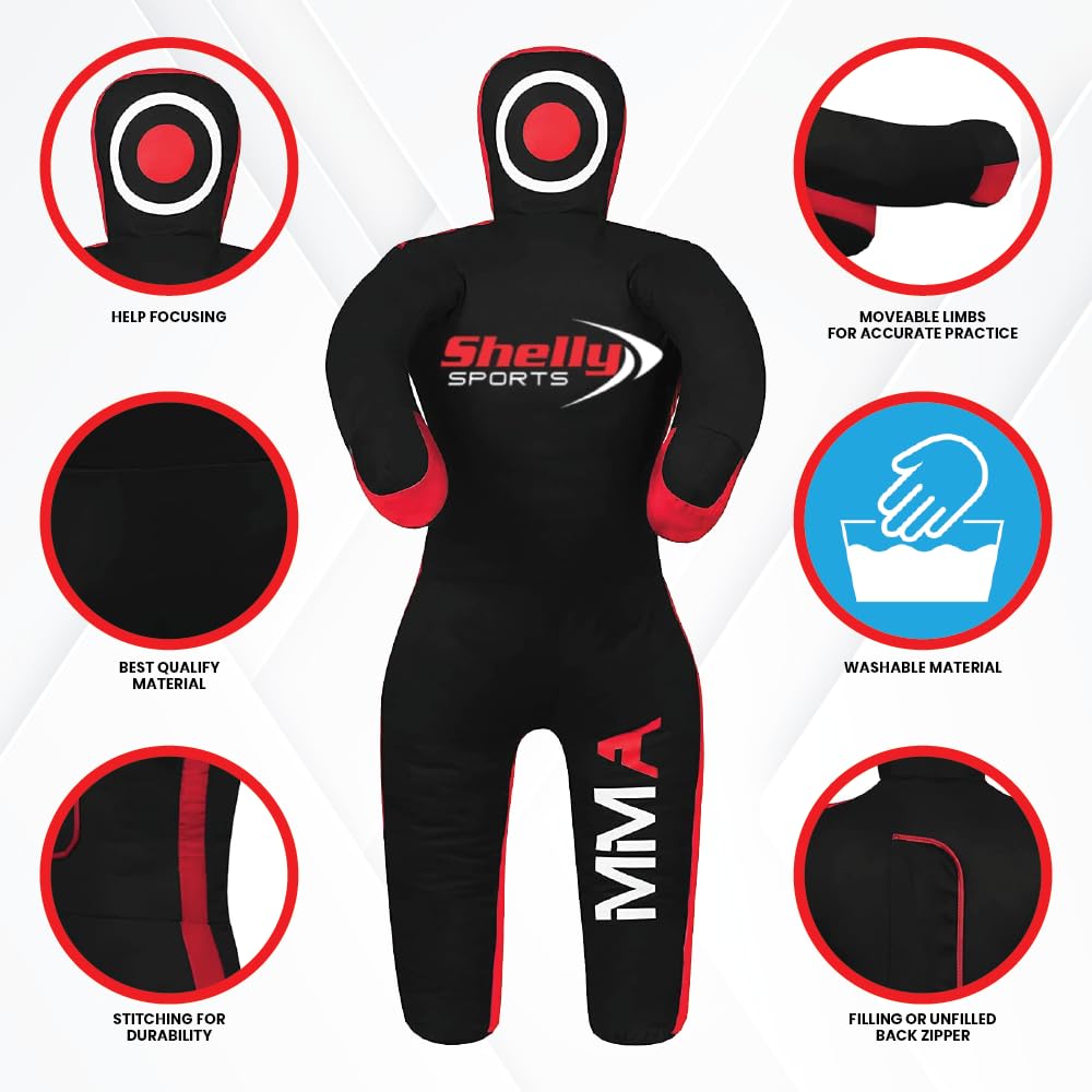 Shelly Mannequin de lutte MMA pour enfants, sac de frappe, copains de lutte brésilien, JIU Jitsu Position debout, arts martiaux, boxe, karaté, entraînement factice (119,4 cm/1,2 m) – Non rempli