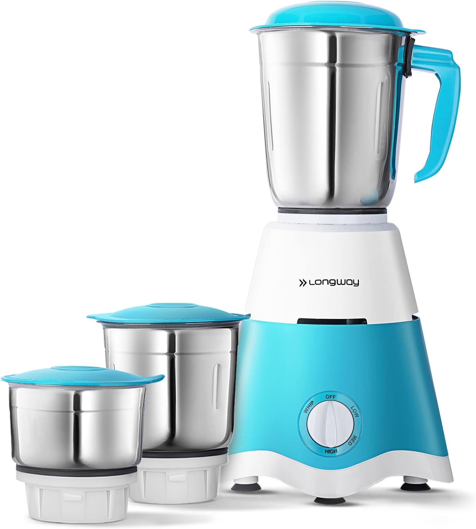 Super Dlx Mixer Grinder | Up to 700 Watt Powerful Motor | 3 Jars for Grinding, Mixing, Juicing | 2 Year Warranty (Blue & White, 3 Jars)