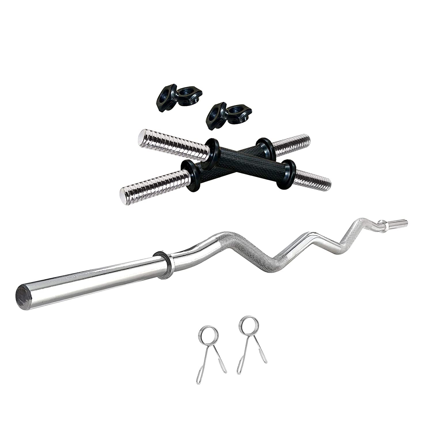 Weight Lifting 3 FEET (19MM) CURL Rod with 1 Pair Pipe Dumbbell Rod for Workout