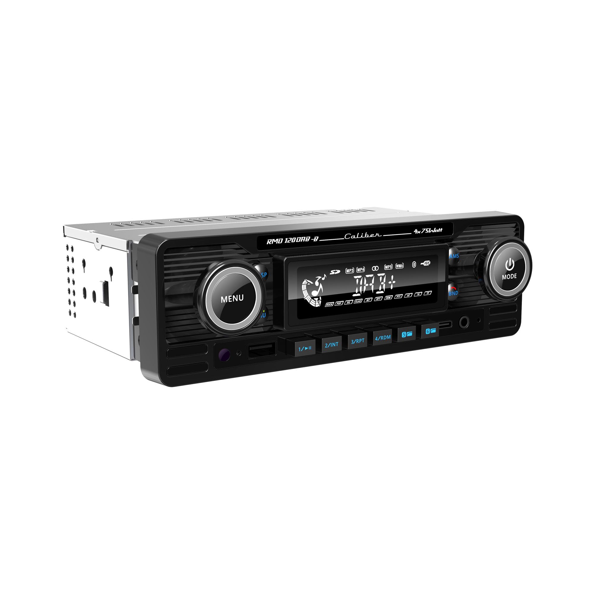 Caliber RMD120DAB-BT-B - radio samochodowe z Bluetooth, DAB+ - wygląd retro czarny chrom