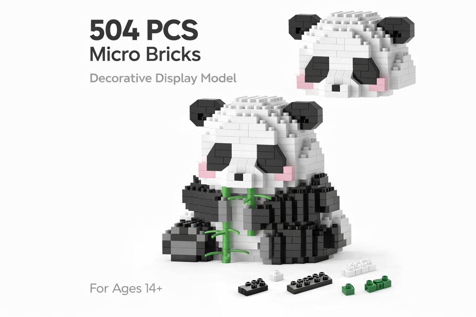 Mini Bamboo Panda Building Blocks Set, 504 PCS Micro Brick Animal Display Model - Image 2