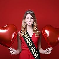 Vista 4 de CAVETEE Corona de cumpleaños y banda para mujer, juego de tiara de diamantes de imitación de reina, decoraciones, coronas negras