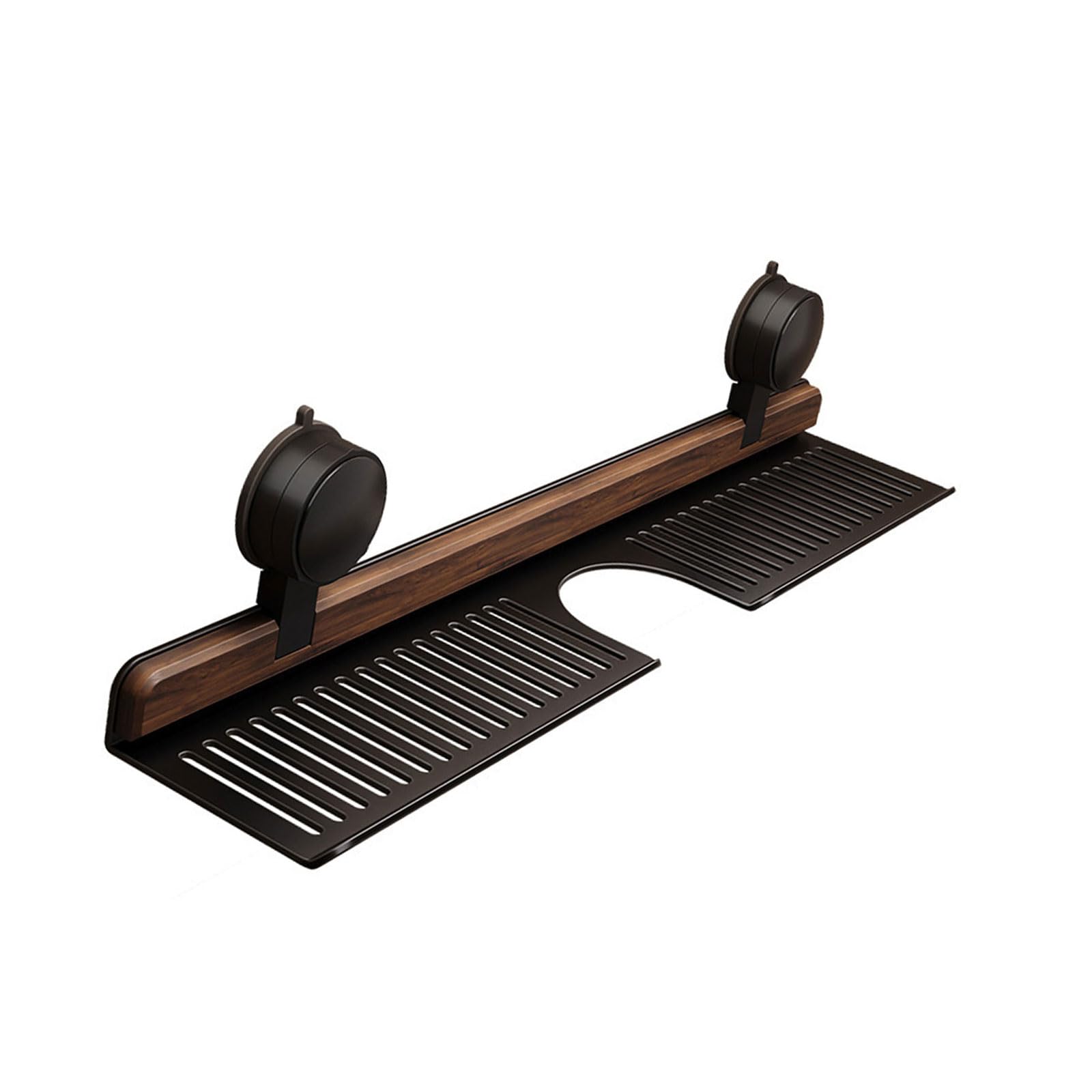 Walnuts Wood Bathroom Shelf Over Countertop Waterproof Storage Solution for Toothbrush Holder Soap Dispenser Suction Cup Shelf for Cosmetics