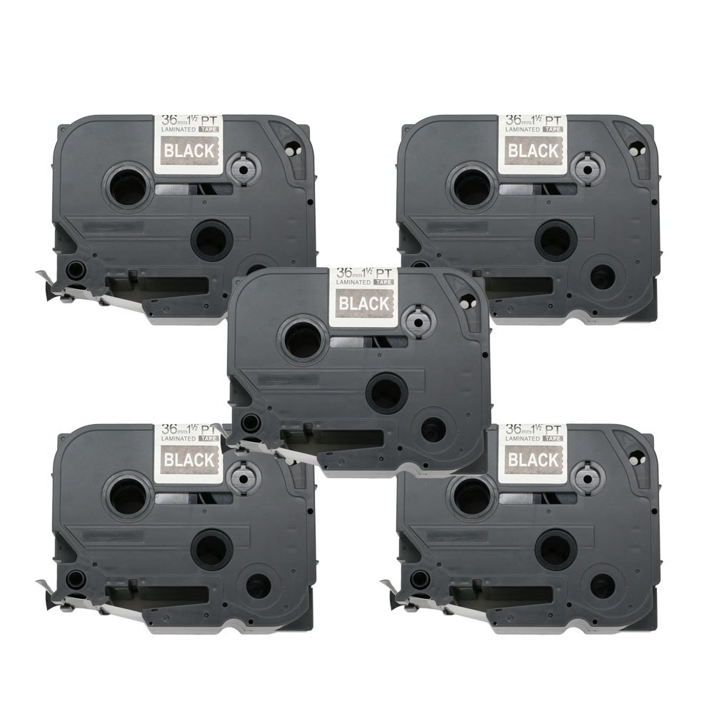 BROVACS 5 Pack White on Black Label Tape Compatible for Brother P-Touch TZ 365 TZe 365 36mm 1 1/2" OPA1136Ex5 — image 1