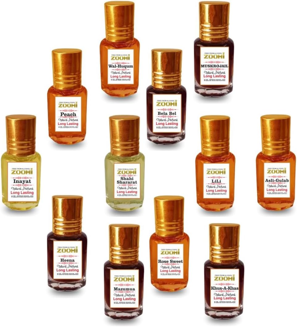 Perfume Attar Assorted Pack for Men & Women Roll-on, Natural Non-Alcoholic Premium Long Lasting Fragrance, Each 3 ML 12Pcs x 3ML (36ML) (Combo Set 4)