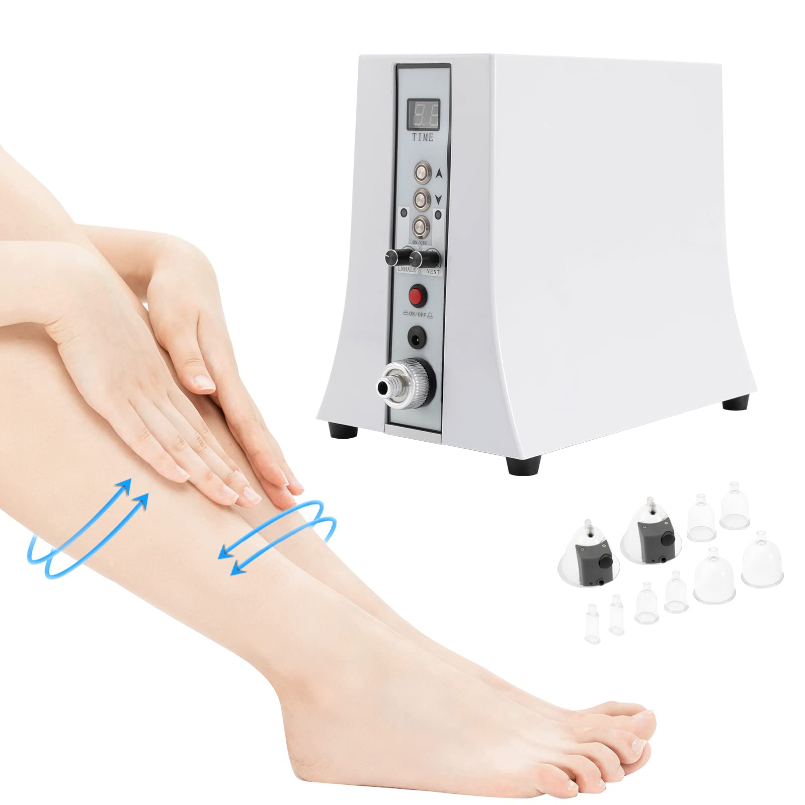 Machine d'augmentation de la poitrine avec écran d'affichage LED Appareil d'augmentation du sein Machine de levage de fesses Kit de thérapie par ventouses pour femmes, Blanc, 17 * 27 * 24cm