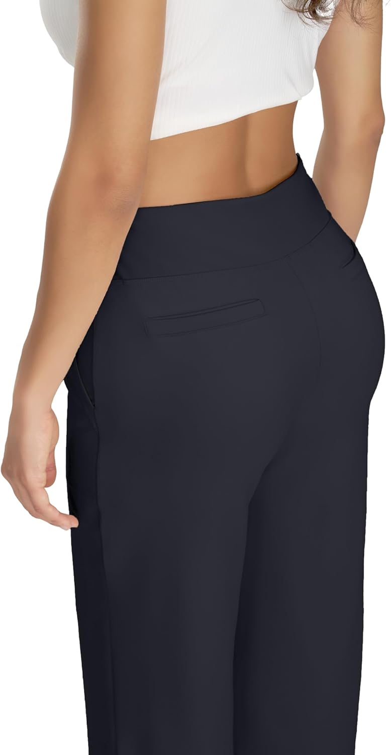 Wide Leg Yoga Pants with Pockets for Women High Waisted Casual Dresses Pants - Image 4