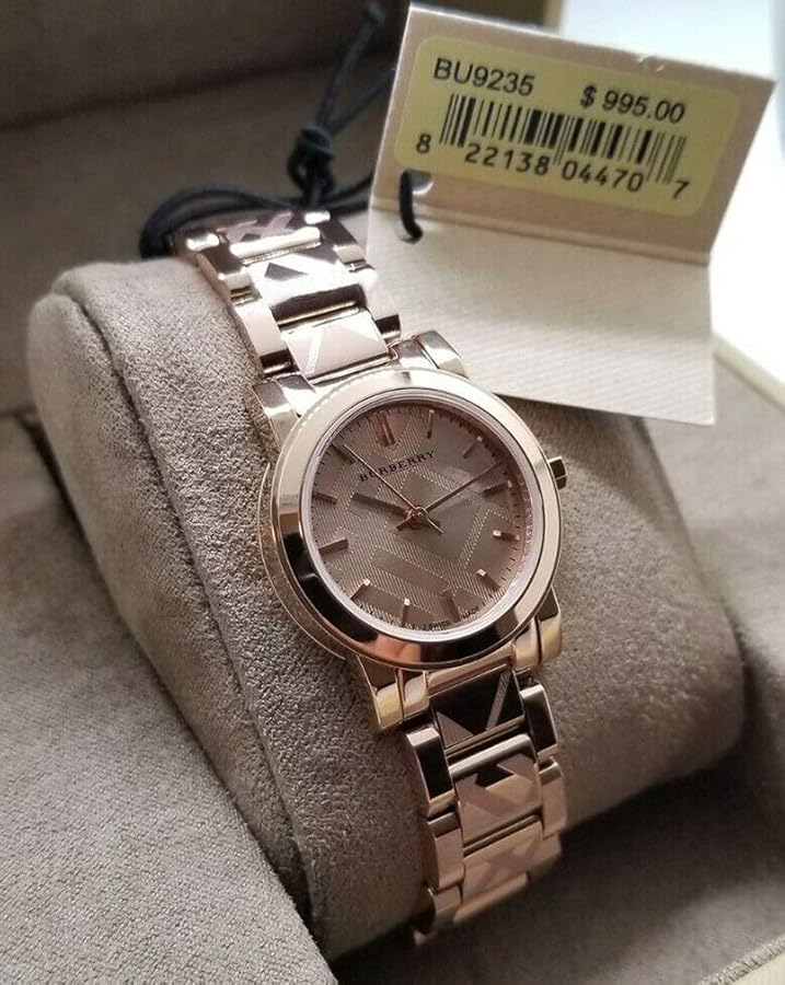 バーバリー婦人用腕時計bu9235 Swiss Rare Engraved Rose Gold Dial 26mm Women Wrist Watch