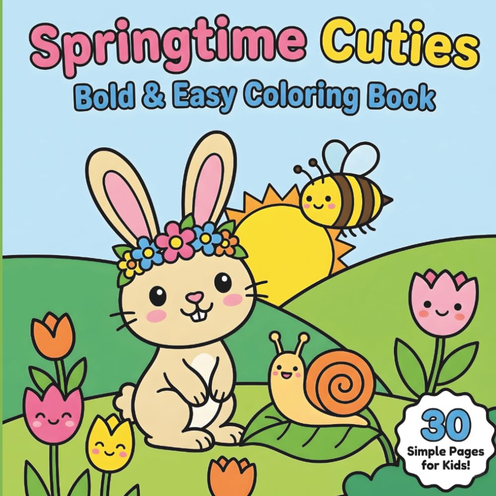 Springtime Cuties: Bold and easy coloring book