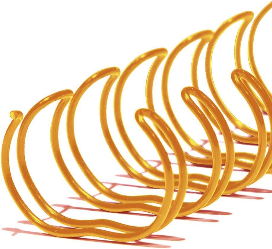 TruBind 16mm (5/8 in.) Double Loop Binding Spines | 11 in. Length for Letter Size or Smaller Projects | 2:1 Pitch | 140 Sheet Binding Capacity | Gold | 50 Pack