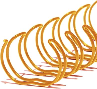 20mm 3/4 in. Double Loop Binding Spines | 11 in. Length for Letter Size or Smaller Projects | 21 Pitch | 160 Sheet Binding Capacity | Gold | 50 Pack