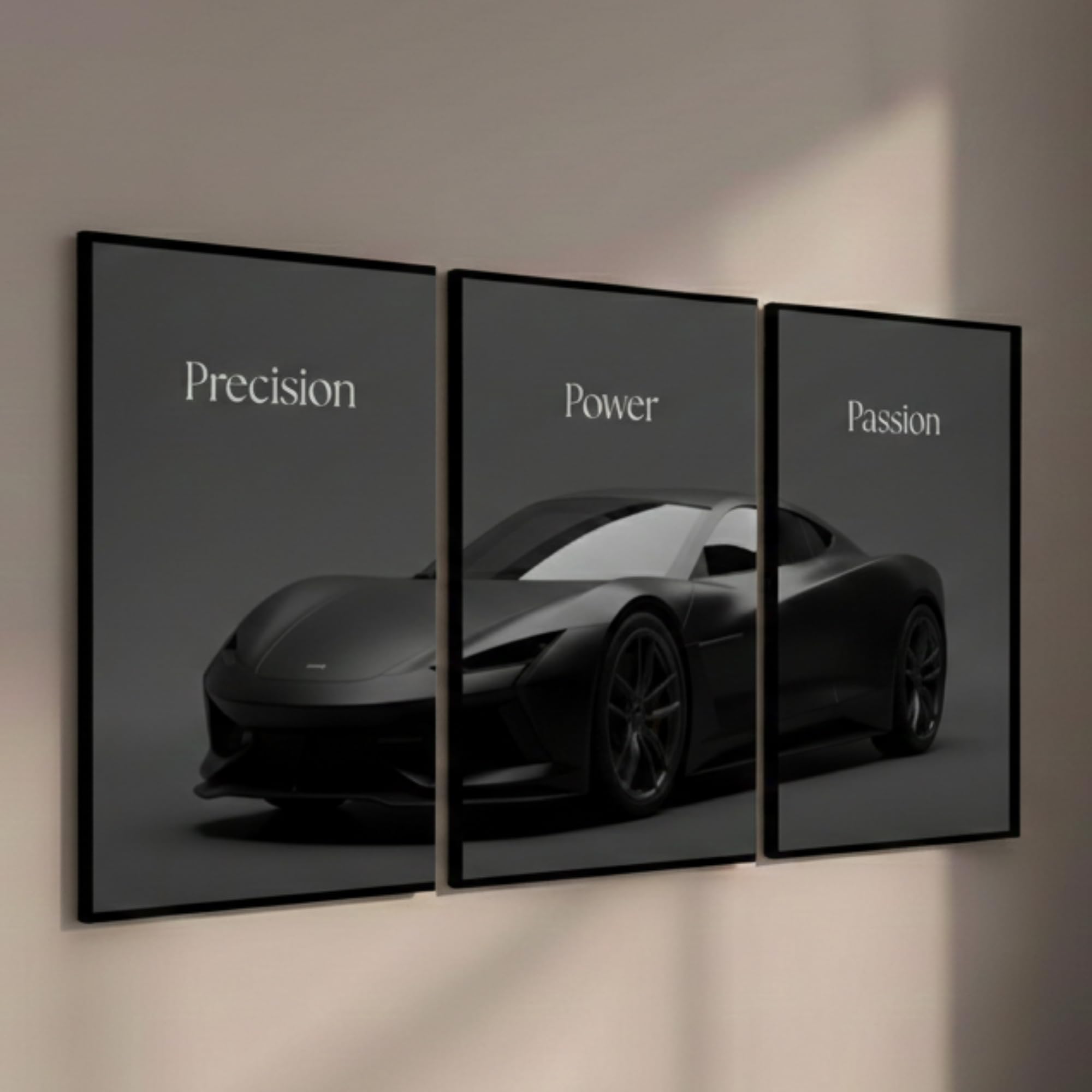 BeauKraft Supercar Racing Poster Set for Wall – 3 Panel Split Posters (12×16 inches each), Sports Car Wall Art Decor for Boys Room, Living Room, Garage & Men's Bedroom (Black)-image-24