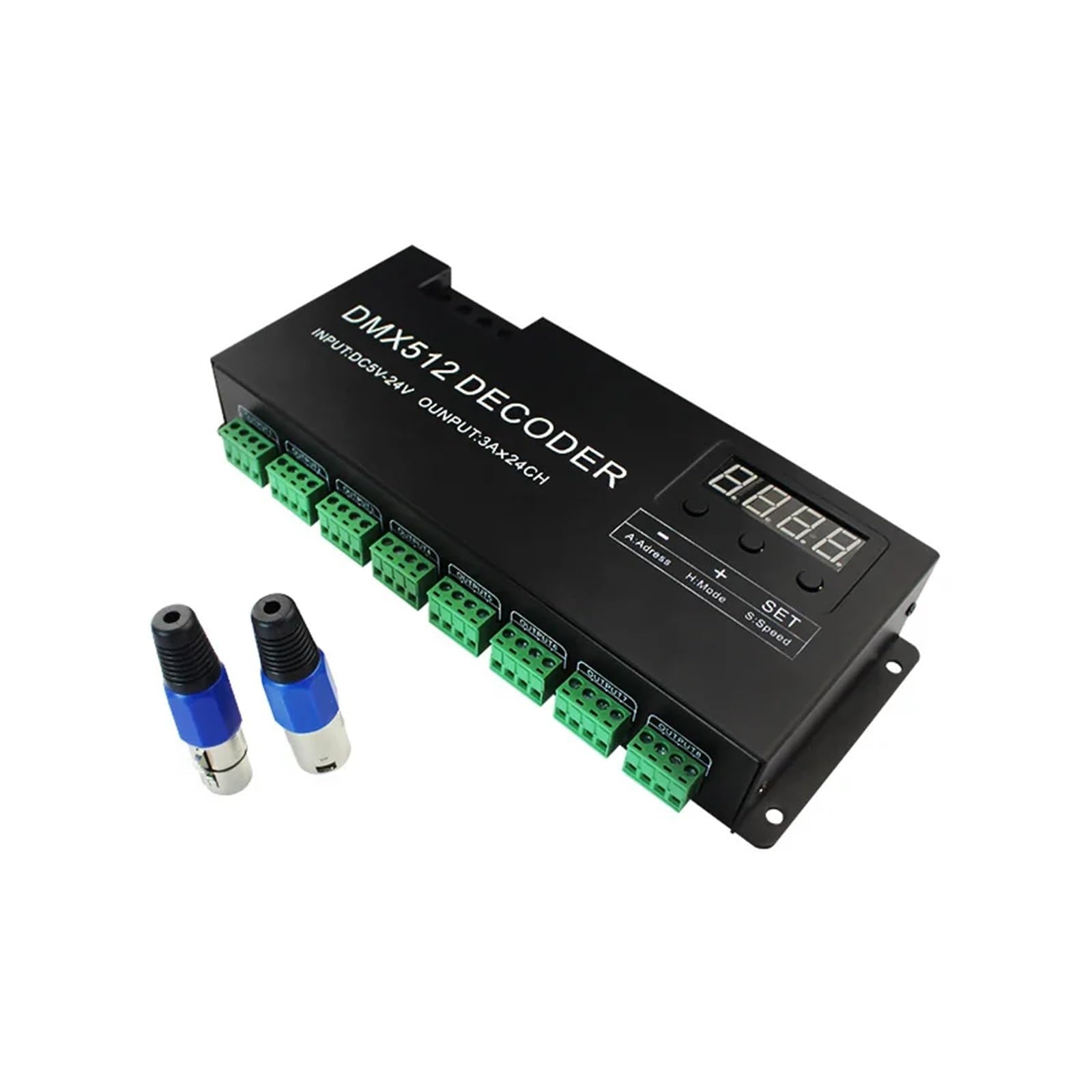 Fockety Décommande DMX à 3 Canaux, Contrôleur De Décordre LED 12V-24V 12A RGB PWM DMX512, Variateur Professionnel Réglable Pour Lumière De Bande LED RGB, Pour Maison, Bar, Hôtel (8A Dans Chaque Sens