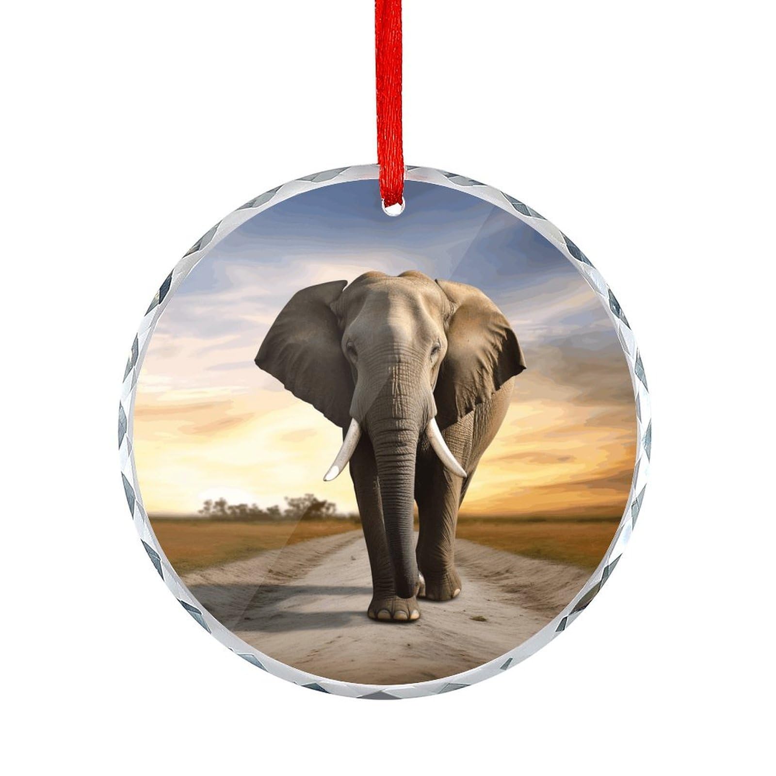 Fodpand Women's Style Elephant Walking Round Glass Ornament Keepsake Gift Exchange Ideas Car Decor,Christmas Ornaments For Tree Window Garden Ornaments