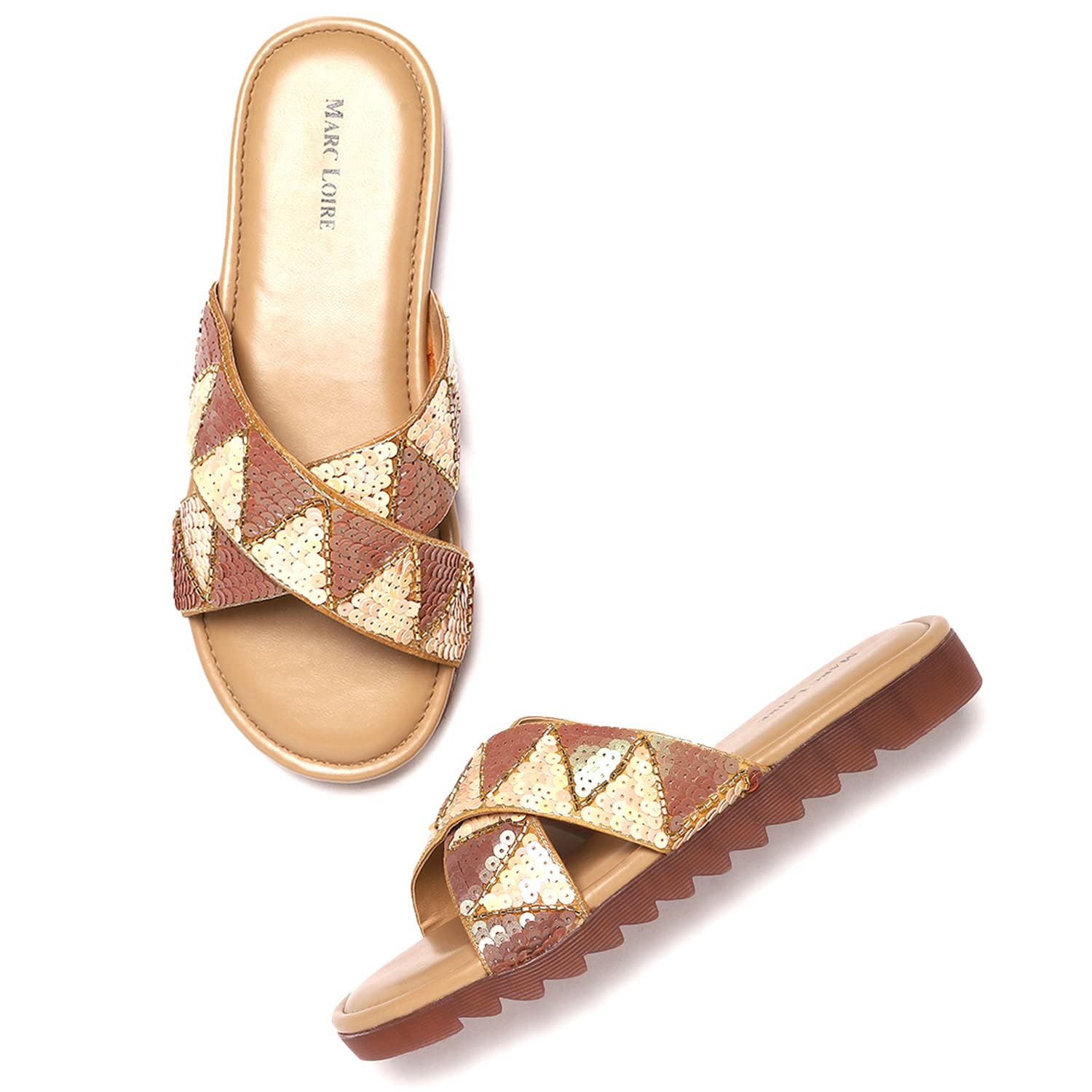 Marc Loire Womens Cream Embellished Sequin Indo-Western Slip On Flip Flop Flats, 7 UK (B09K5GNN66) Amazon Price History, Amazon Price Tracker