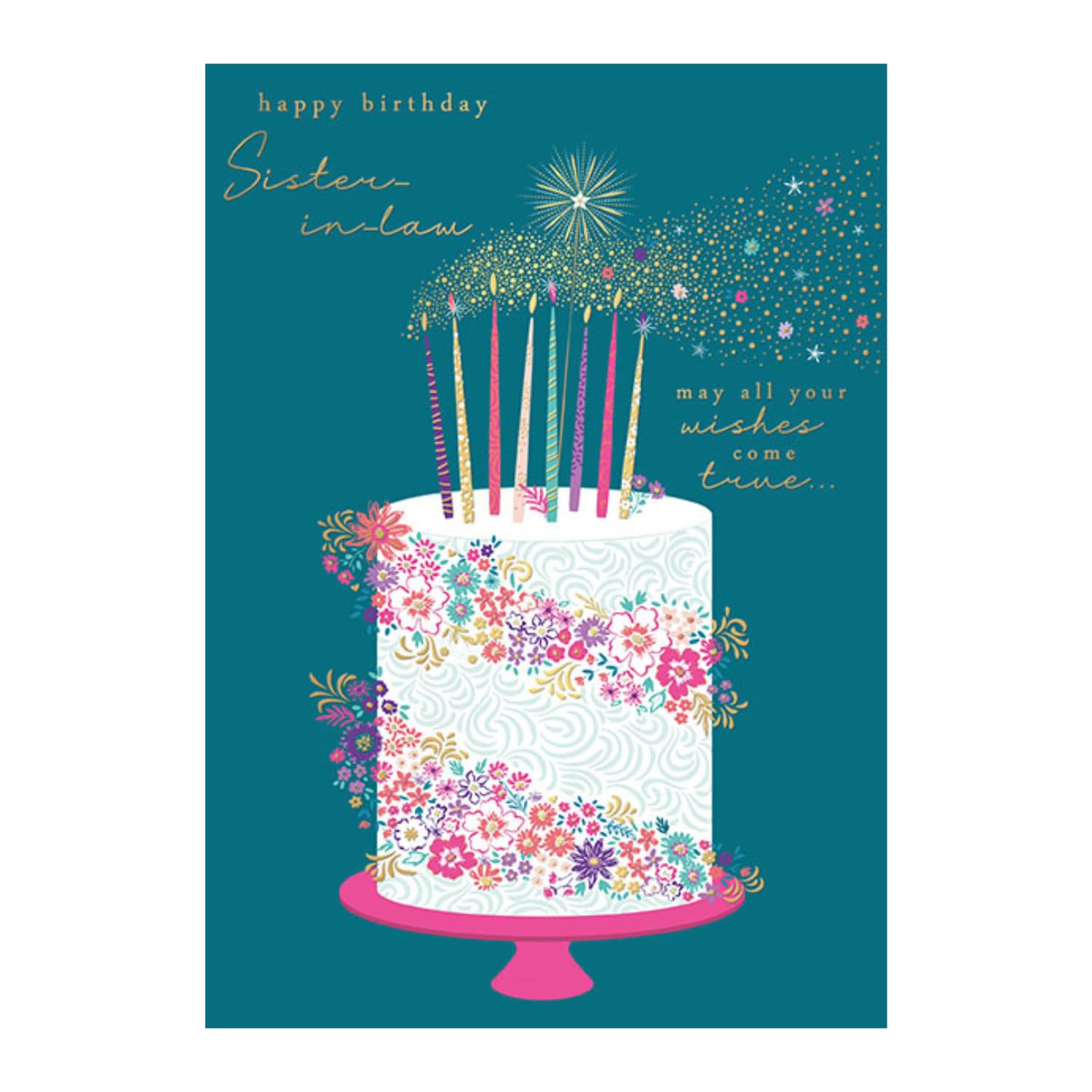 WORDS 'N' WISHES Traditional Sister in Law Birthday Card, Birthday Card for Sister in Law, Multi-Coloured 22 x 15.8 cms