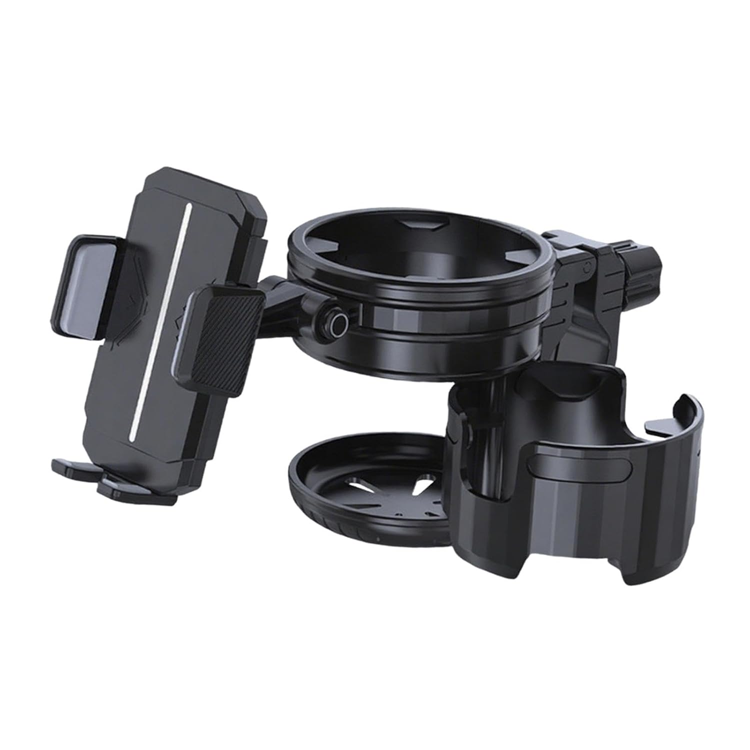 GaotKeut Cup Holder s Storage Rack Versatile Can Hold 2 Cups Easy to Install with Phone Mount Bottle Holder for Bike, Black