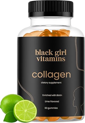 Black Girl Vitamins - Gomitas de colágeno para el soporte del cabello, la piel y las uñas, con vitamina C, vitamina E y biotina, sin gluten, (lima),