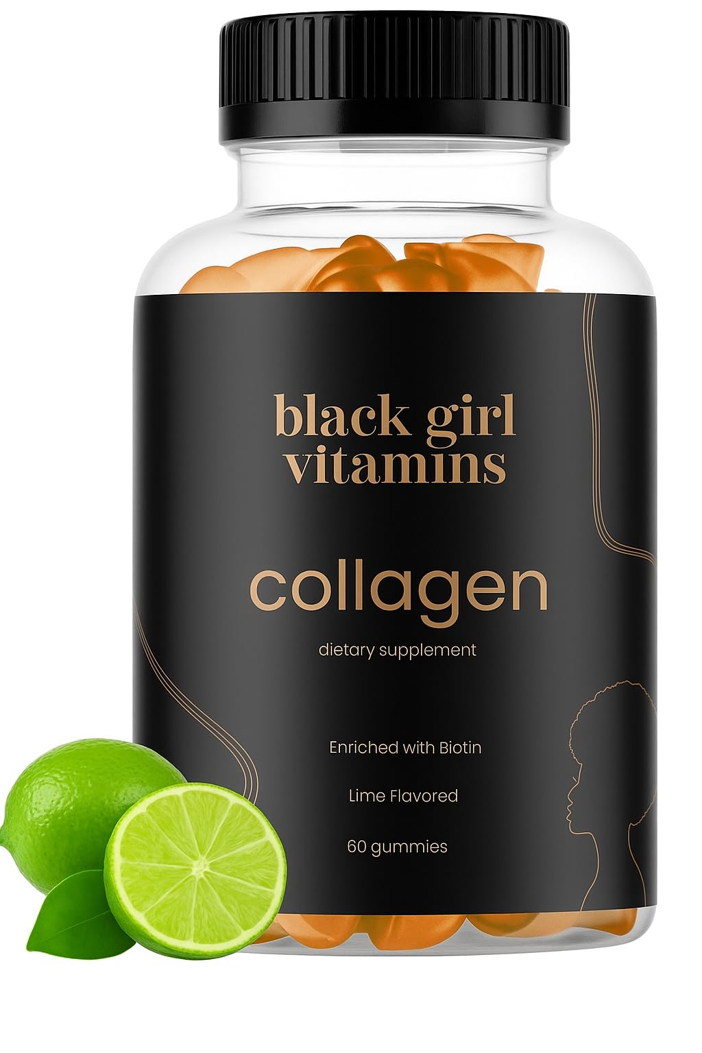 Black Girl Vitamins - Collagen Gummies for Hair Skin and Nail Support with Vitamin C Vitamin E and