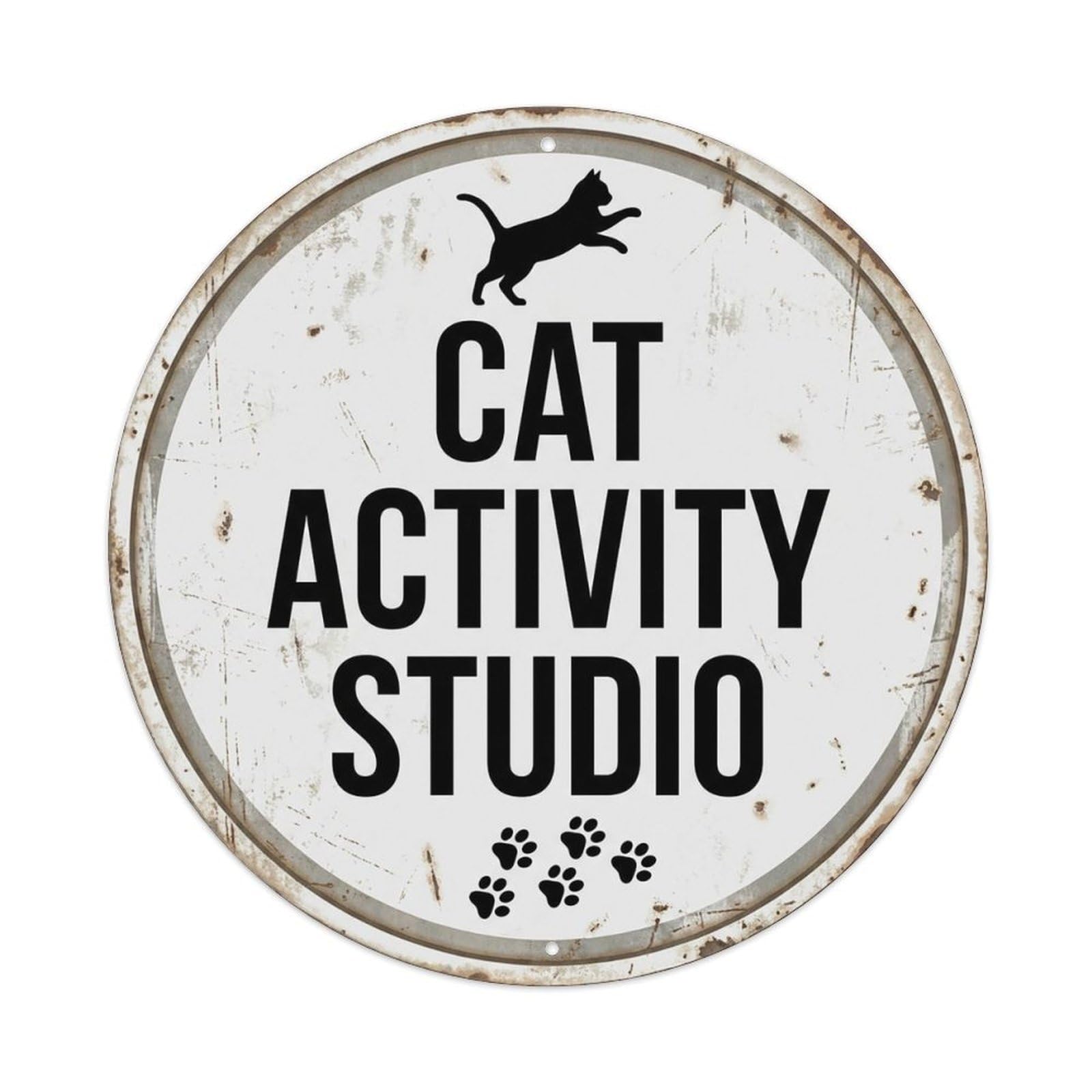 Vintage Cat Activity Studio Decor Metal Tin Sign