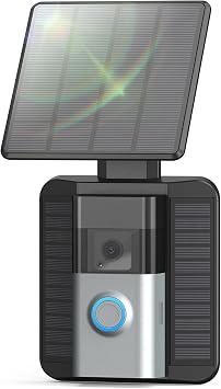 Solar Charger Compatible with Ring Video Doorbell 4/3/3 Plus/Battery Doorbell Plus, Waterproof Continuously Solar Panel, Adjustable Panel