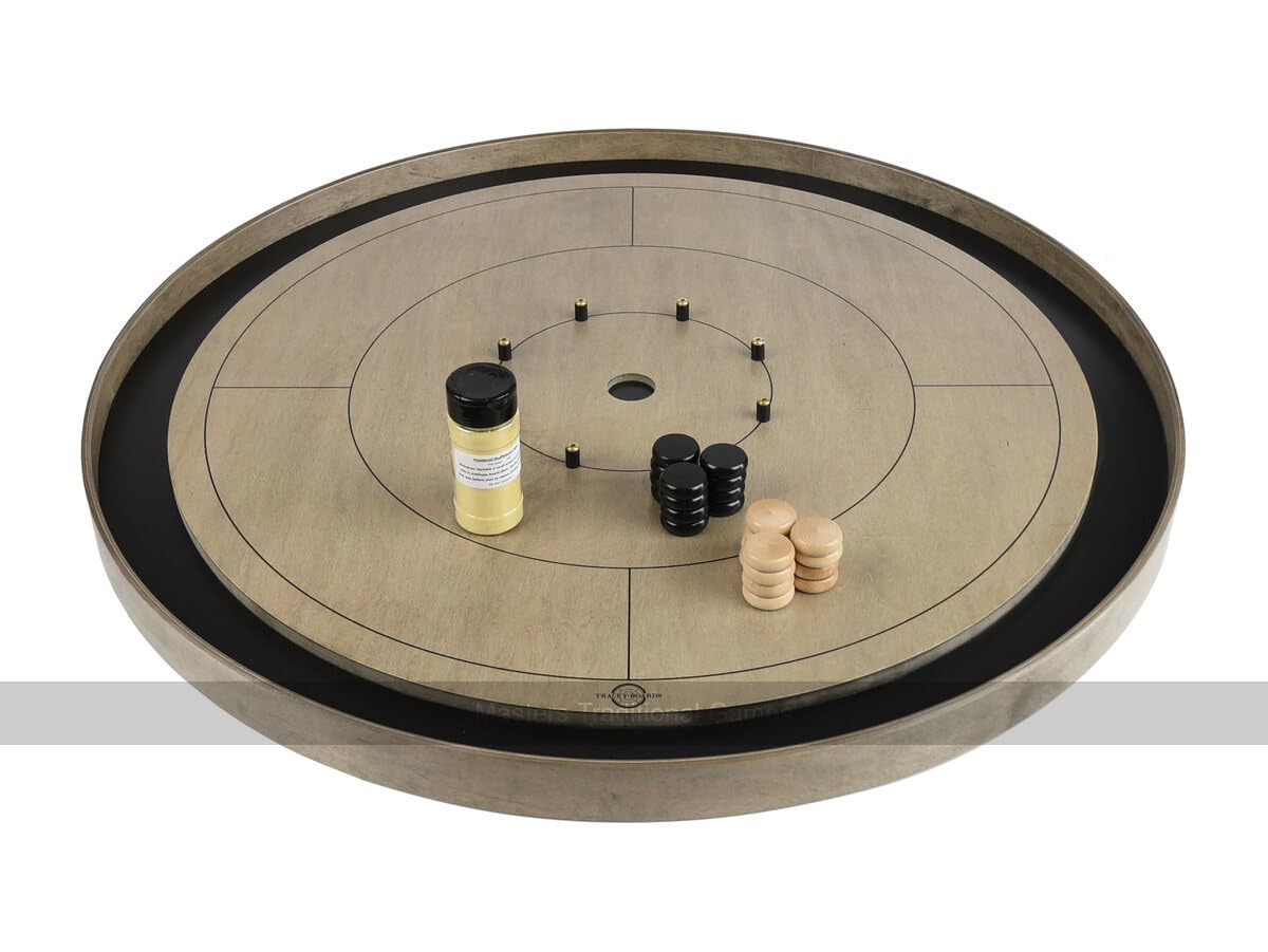 Tracey 'Grey Rock' Crokinole Board - Tournament Board - Dark Grey Ditch and Hole - 26 Disks - Handmade in Canada