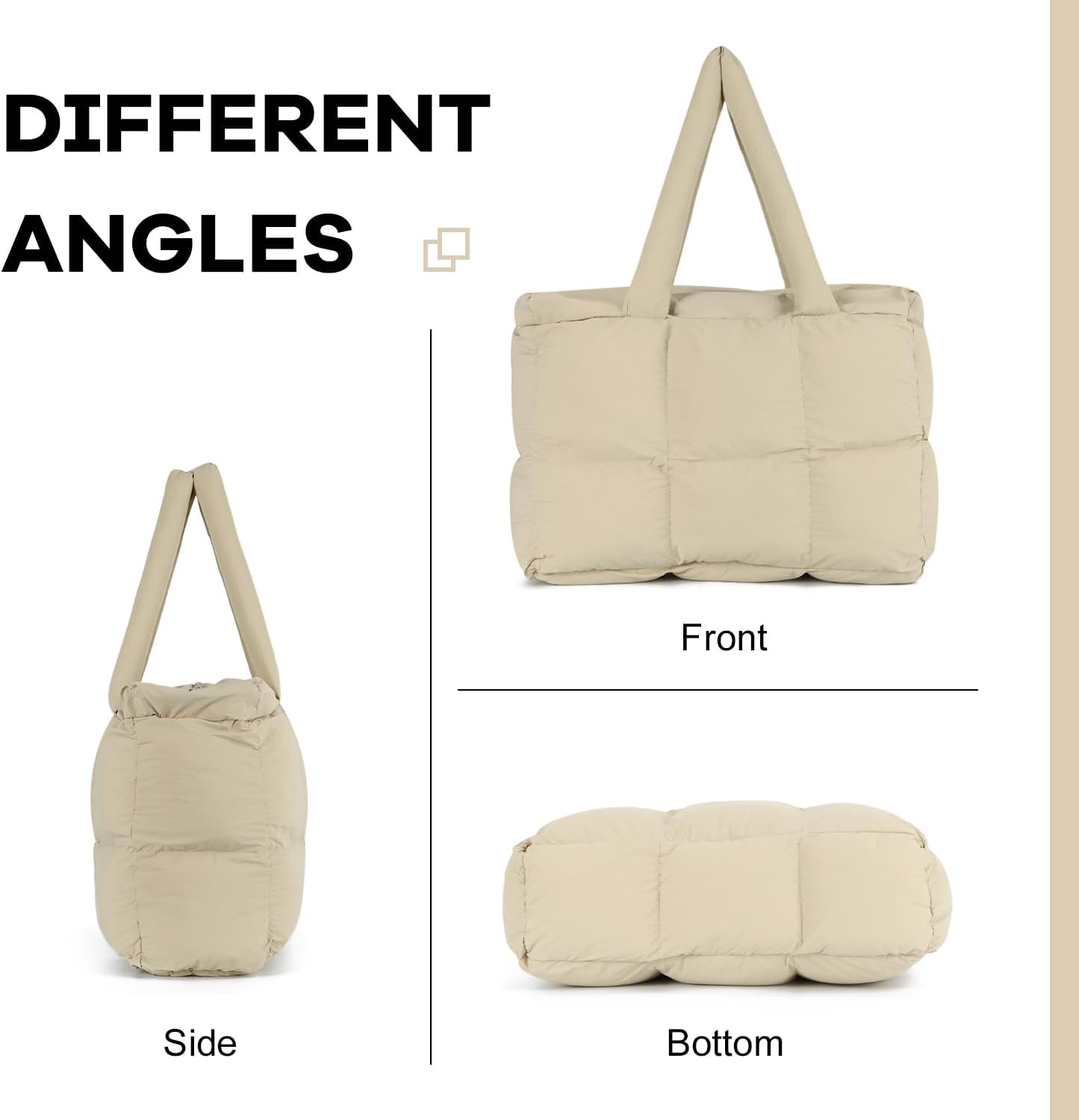 Freie Liebe Large Puffer Tote Bag for Women Quilted Puffy Handbag Lightweight Shoulder Bag for Gym, Work