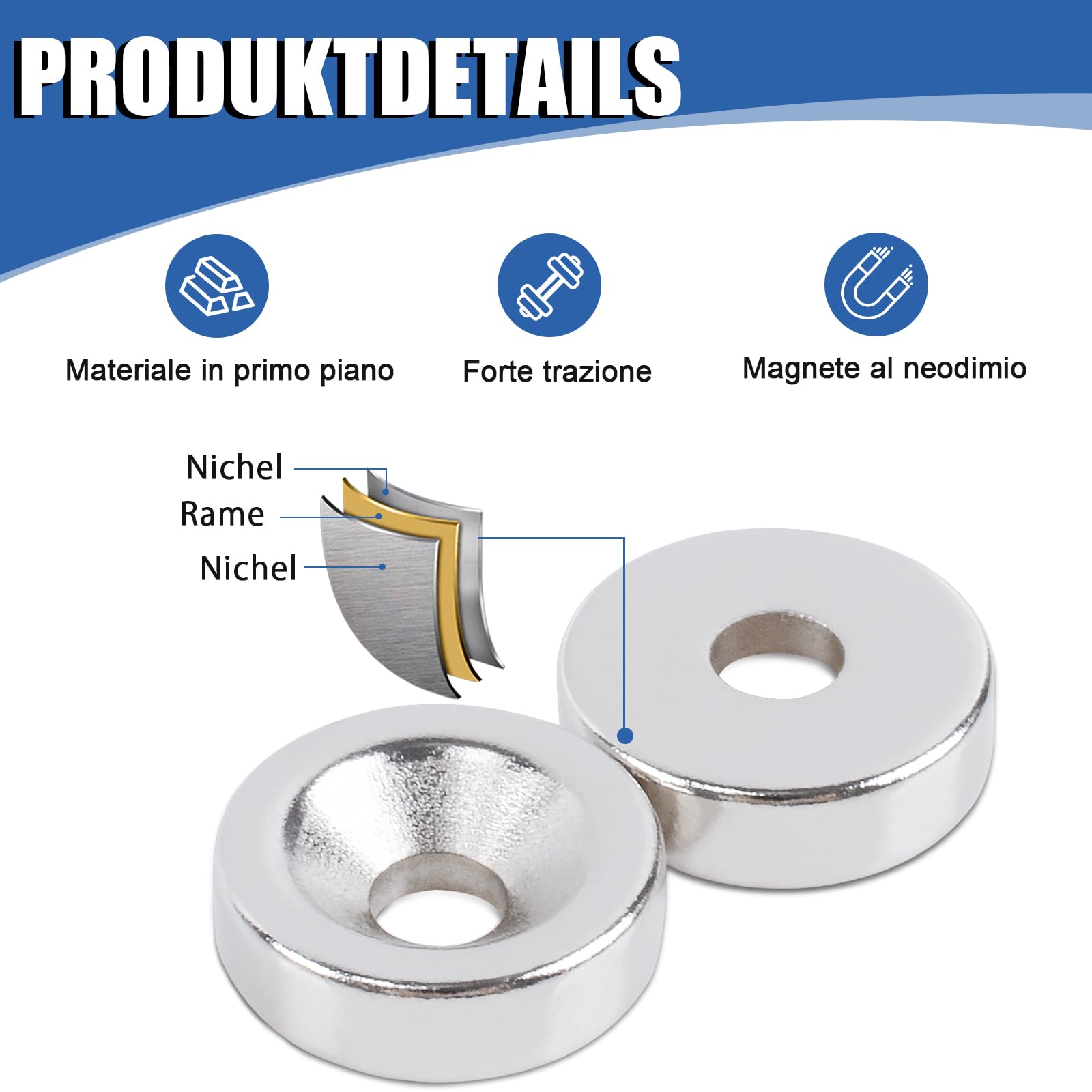 40 Magneti al Neodimio Magneti Neodimio M4 Calamite Potenti Magnete Circolare Piccole Forati Vite Rondelle Base