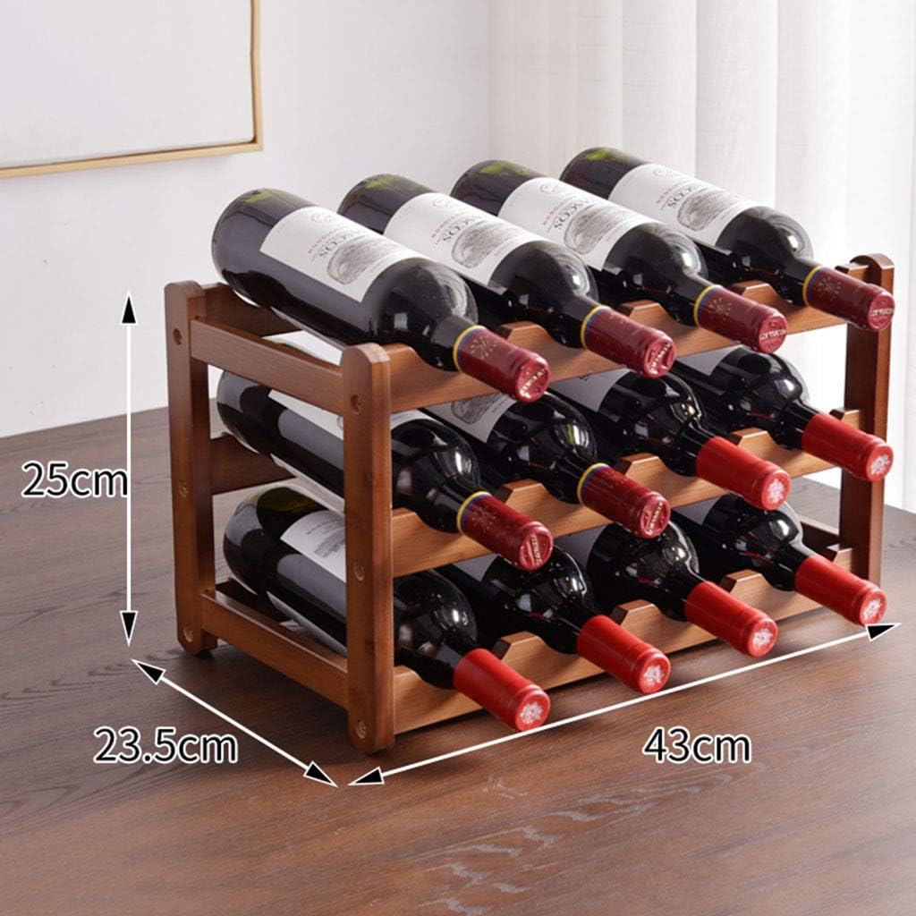 Bamboo Stackable Wine Rack Modular Wine Storage Holder Freestanding Wine Storage Cabinet Shelf Wine Racks Countertop for Pantry