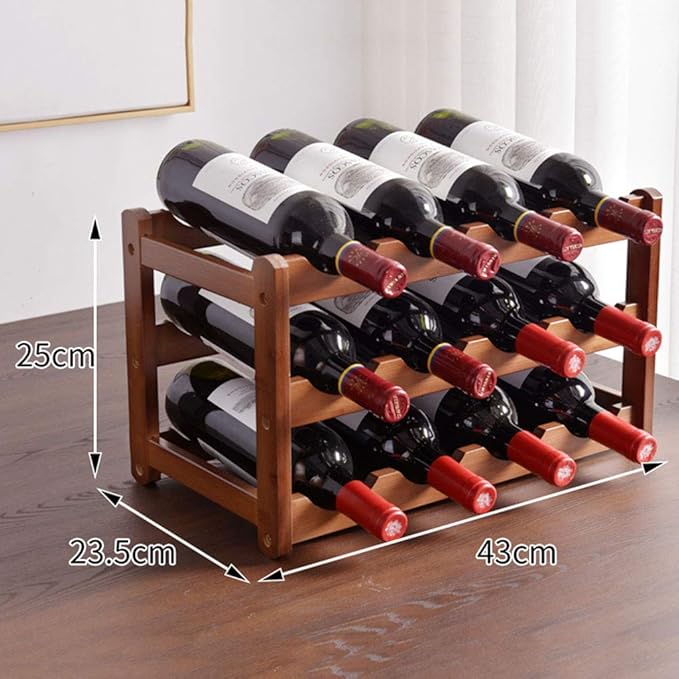 Estante para Vino de Bambú Apilable, Soporte Modular para 9 Botellas miniatura 2