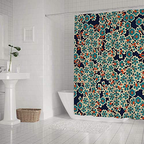 Rideau de douche floral coloré polyester 182,9x183cm lavable machine
