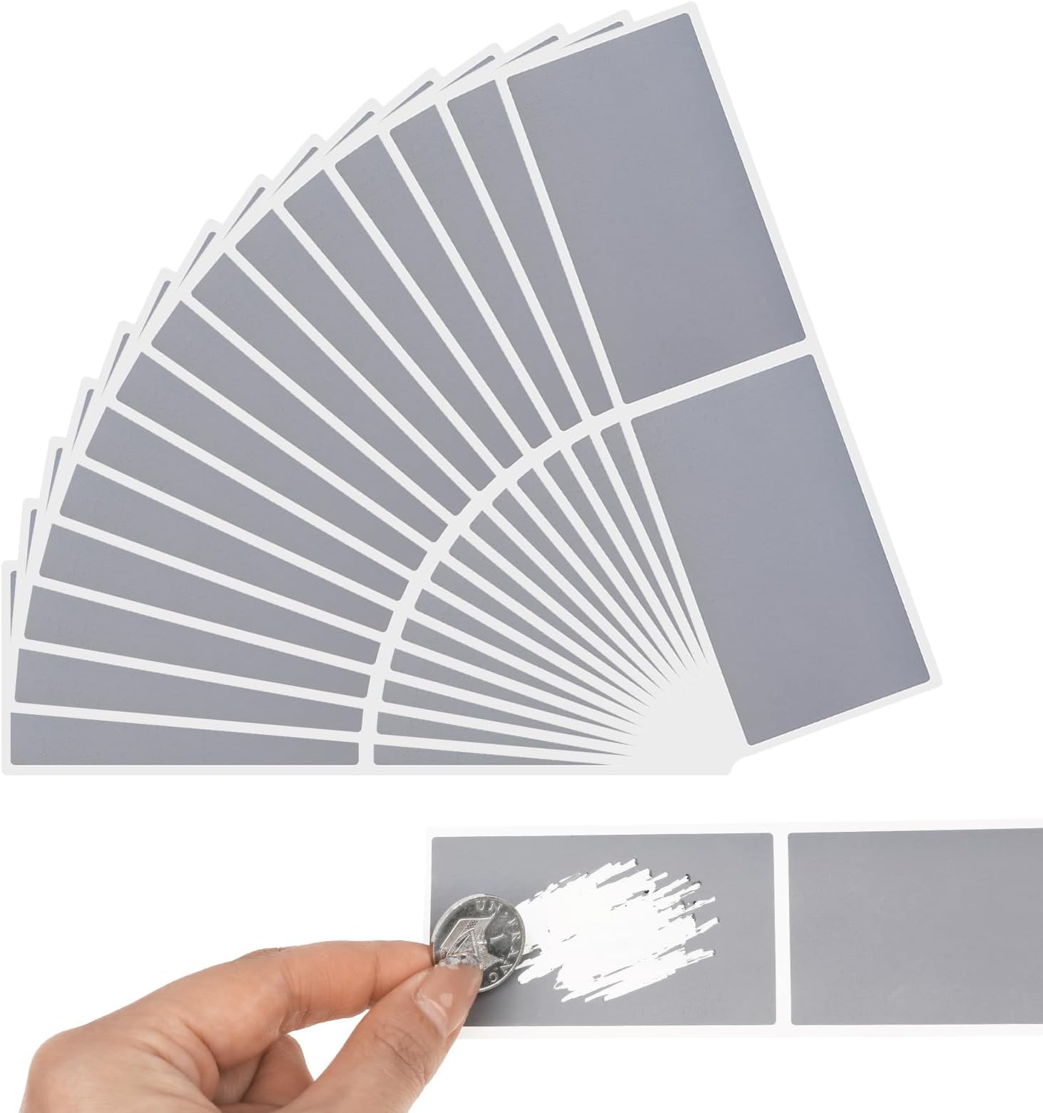 100 Pieces 41 x 72 mm Scratch Off Sticker Sheets, Make Your Own Scratch Cards, Silver Scratch Labels, DIY Scratch Labels, Self Adhesive Scratch Off Label (Silver)