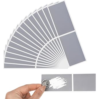 Pack of 100 41 x 72 mm Scratch Stickers Silver Scratch Labels DIY Scratch Labels Self-Adhesive Scratch Label Grey