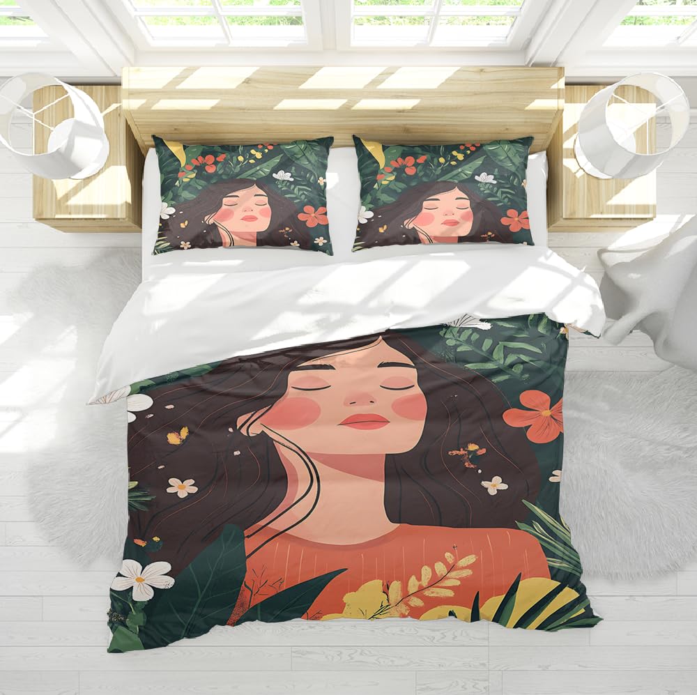 Housse de couette jungle anti-plis et facile à laver pour grand lit adulte