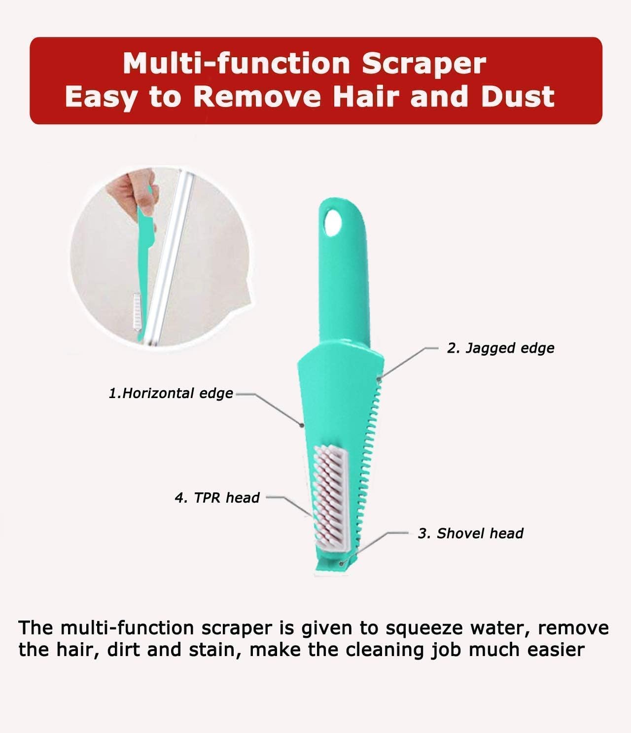 Floor Spray Mop Kit with 4 in-1 Function, Mop Set for Vinyl, Hardwood, Laminate, Marble, Tile Floors – 7 Accessories: 2 Microfiber Pads, 2 Window Cleaner Pads, 1 Glass Wiper, 1 Chenille Pad 1 Scraper
