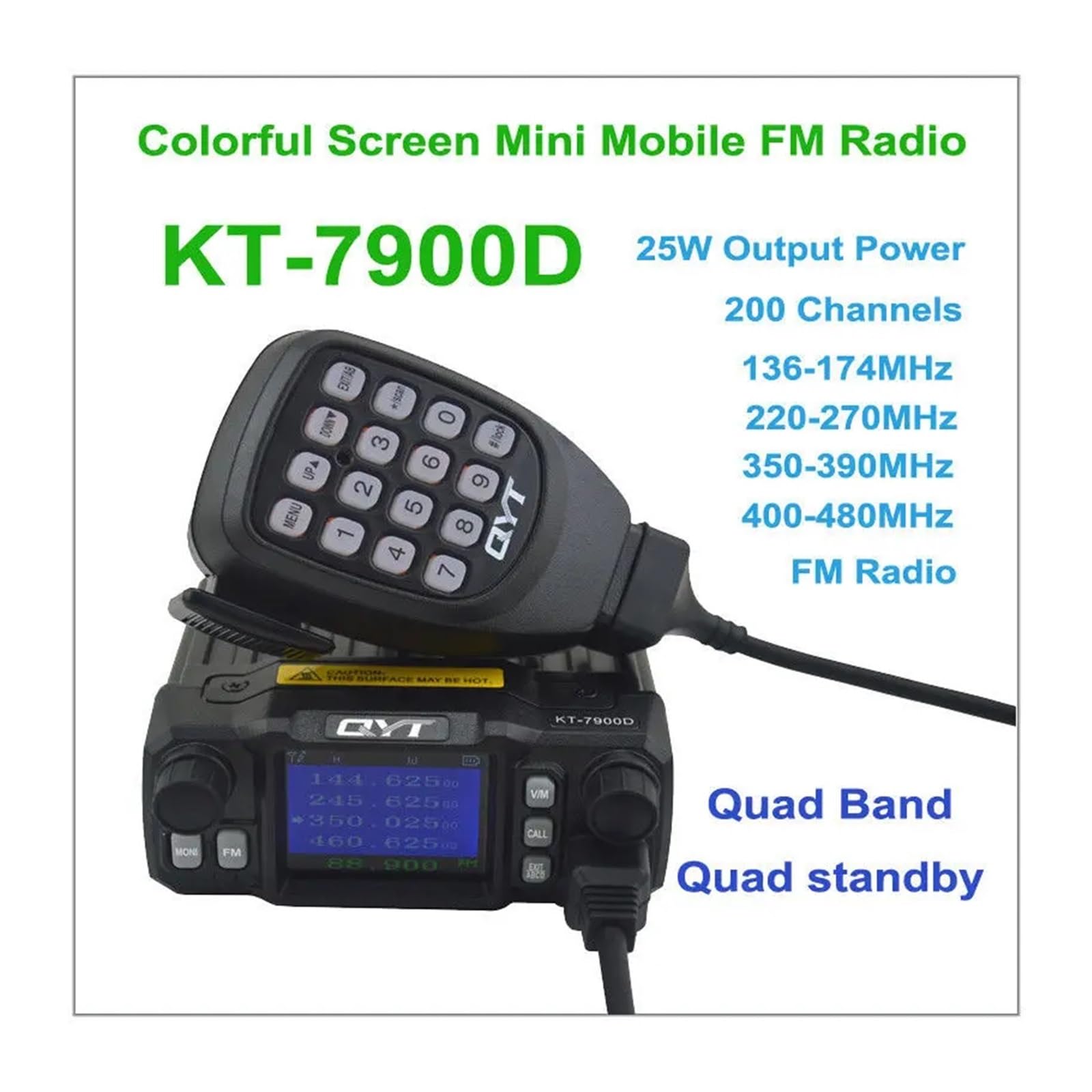 Walkie-talkie, Kt8900d Mini Radio Duże mobilne radio Czteropasmowy nadajnik-odbiornik Qyt Kt-7900d Zestawy morskie walkie talkie dalekiego zasięgu