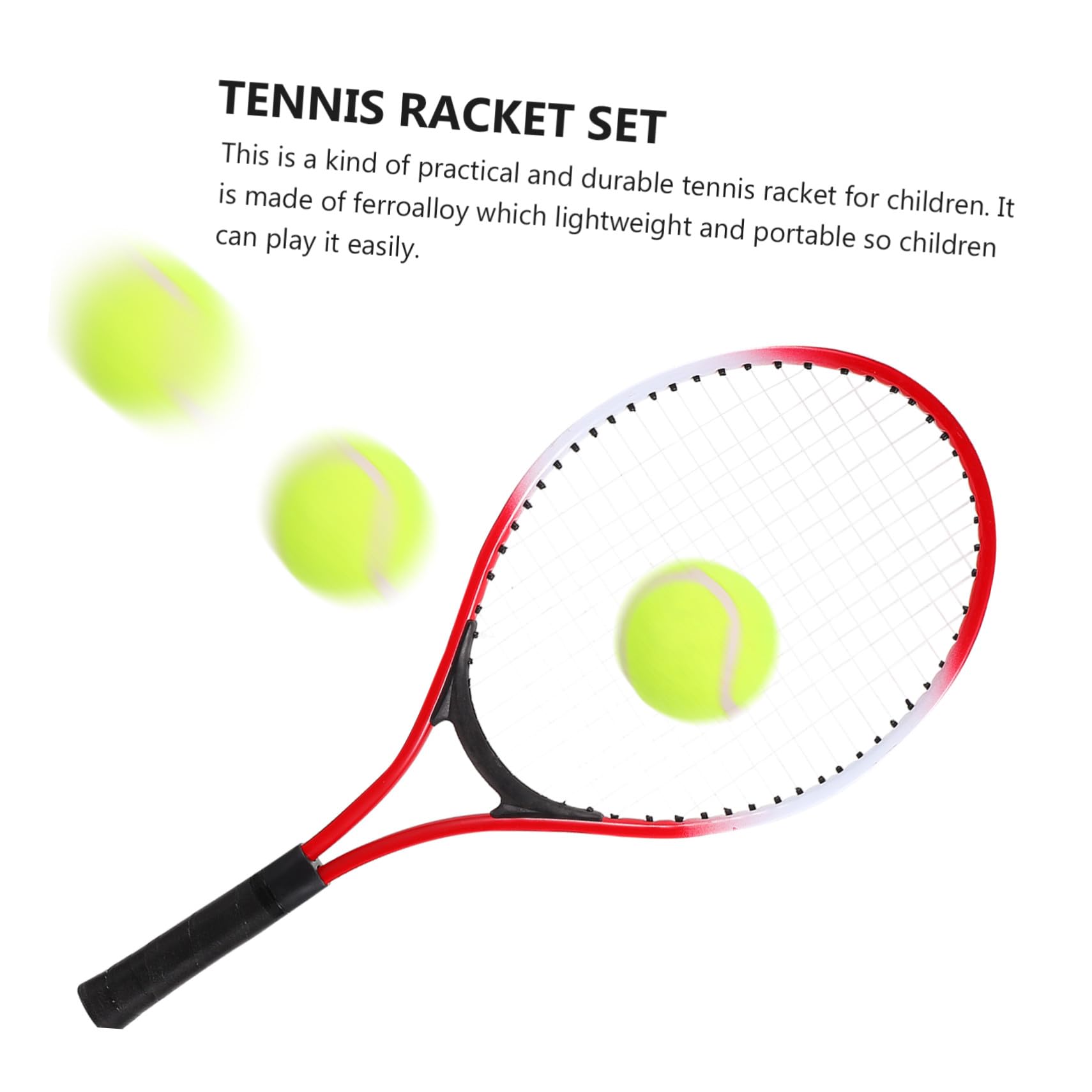 Set e Manico Morbido per Bambini Racchette da Tennis con Pallina e Borsa, Rete Flessibile in Ferrolegato per Sport All'aperto e Gioco