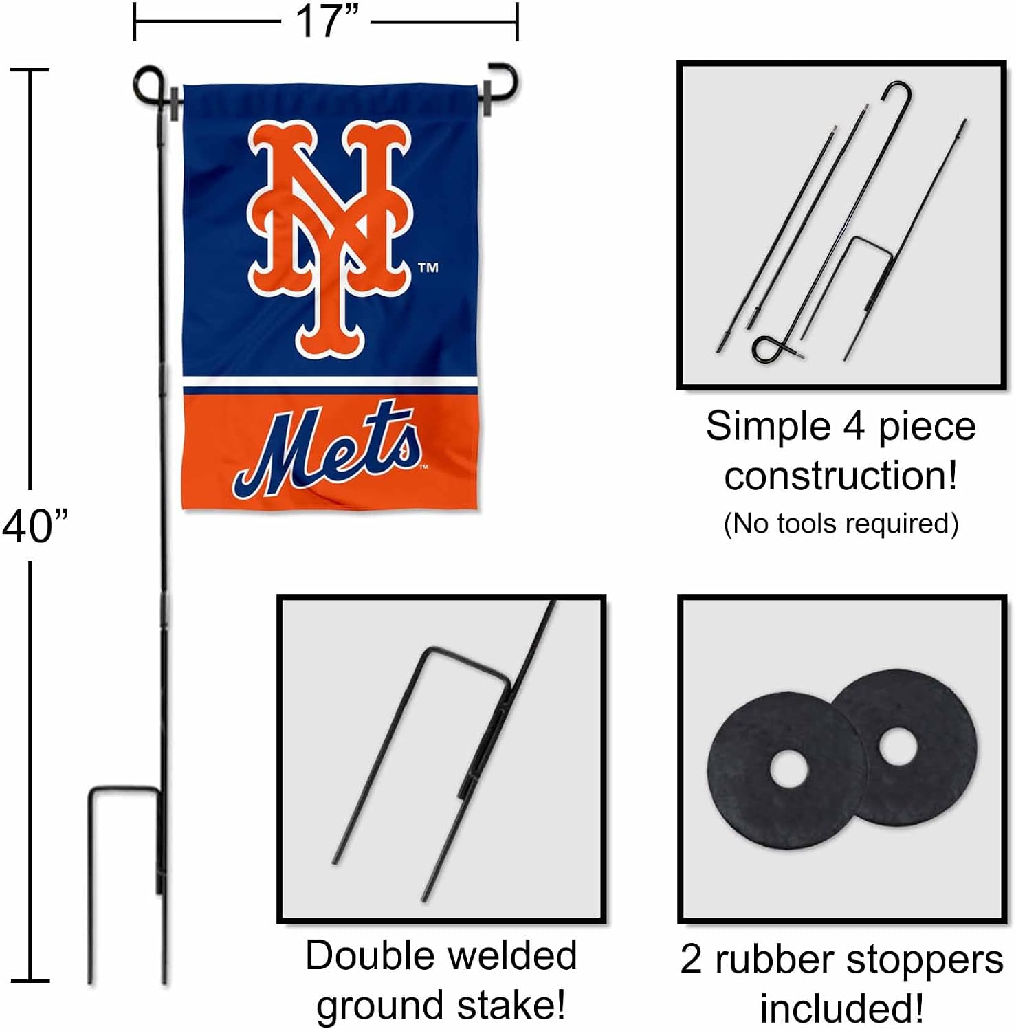 WinCraft New York Mets Garden Flag with Stand Holder
