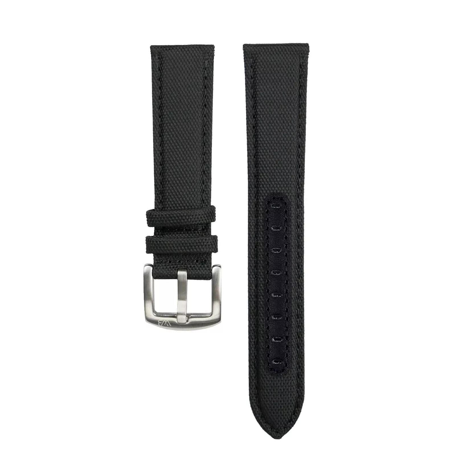 Premium Segeltuch-Uhrenarmband | 10 Farben - 18, 19, 20, 21, 22 mm - Schließe: Silber Gebürstet | Cordura, Leder | Ersatz-Armband