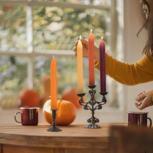 Miniatura 2 de DEYBBY Velas cónicas de cera de abeja enrolladas a mano de 8 pulgadas, paquete de 4 velas de cera de abeja natural pura, 4 horas de tiempo de