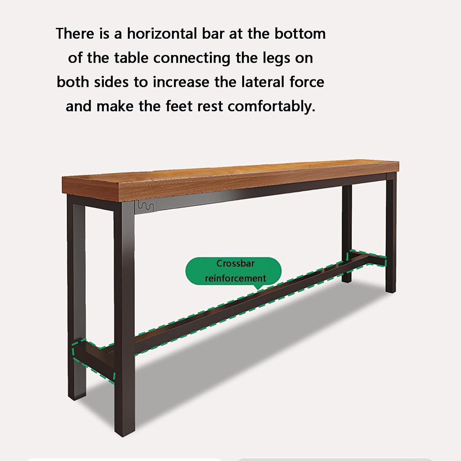 Solid Wood Bar Table Narrow Long Counter Table Rectangular Bar Table Home Leisure High-Foot Table Suitable for Cafes Dessert Shops Milk Tea Shops and Bars Without Stools