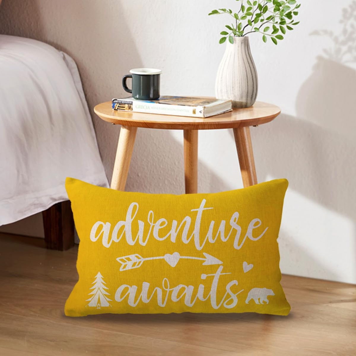 Adventure Camper Decorative Lumbar Pillowcase Double-sided Let’s Go Camping/Adventure Awaits Throw Pillow Covers Cabin/Camper Cushion Covers 12x20,2Pack for Sofa/Couch/Porch (Yellow) - Image 4