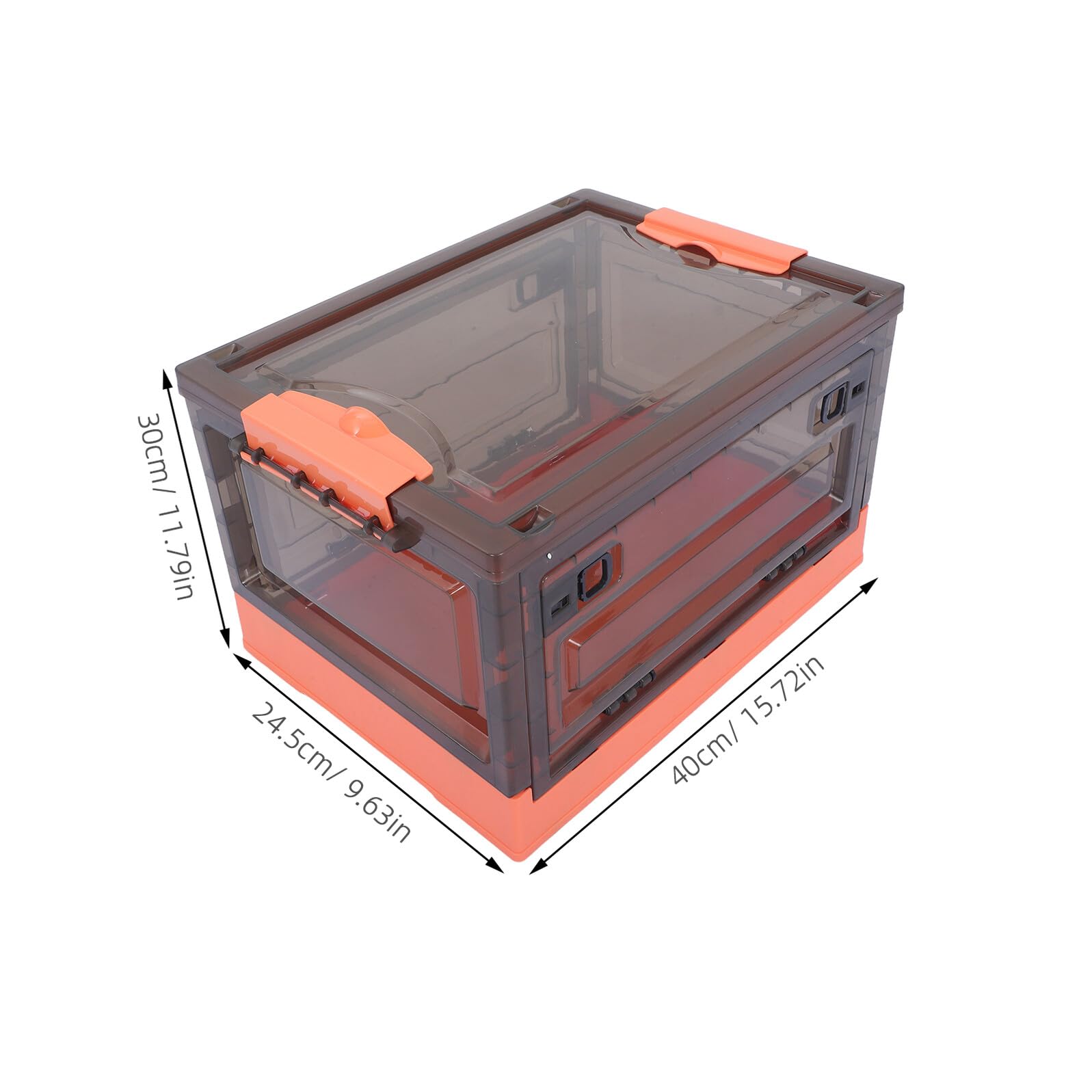 Contenitore Portaoggetti Pieghevole con Ruote da 29l, Scatola Trasparente con Coperchio Arancione, Organizer Mobile per Casa, Ufficio e Lavanderia, Cassa di Stoccaggio Salvaspazio