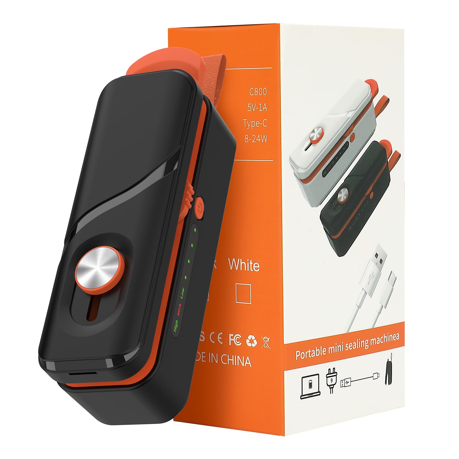 Mini sellador de bolsas 2 en 1, sellador térmico recargable con modos de sellado duales, engranaje ligero y fuerte para un sellado preciso en bolsas finas y gruesas, sellador portátil de bolsas de