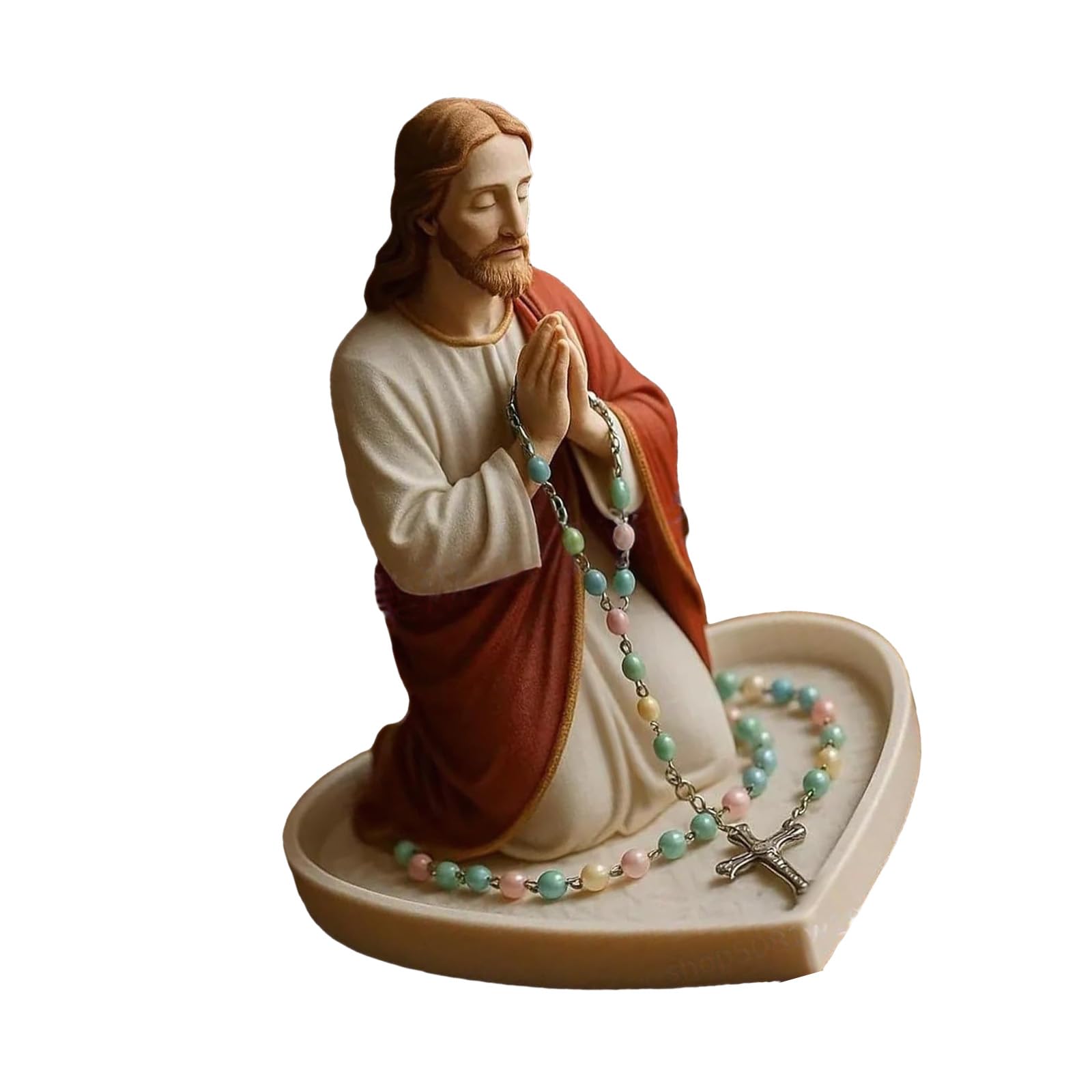 Pocoiau Artistic Holy Mother Father Statue Rosary Holder Resins Catholic Keepsakes For Spiritual Reflection And Jewelry Storage Catholic Christmas Religious Gift