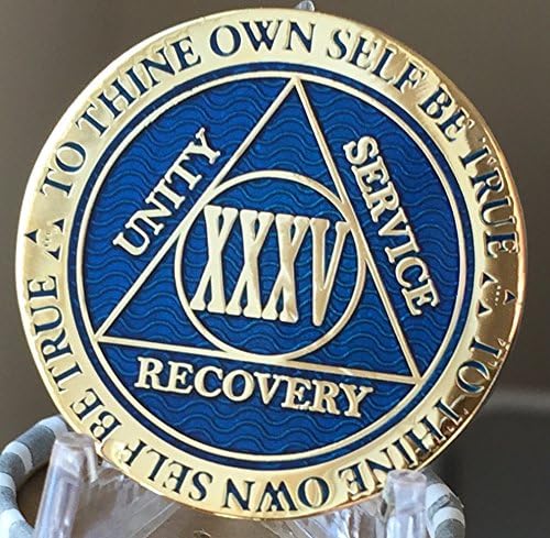 35 Year AA Medallion Dusty Blue Color Gold Plated Chip XXXV - Image 5