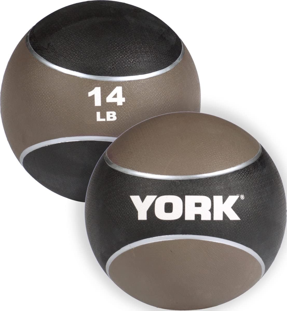 York Barbell 65114 14 lbs 2 Tone Medicine Rubber Ball, Brown