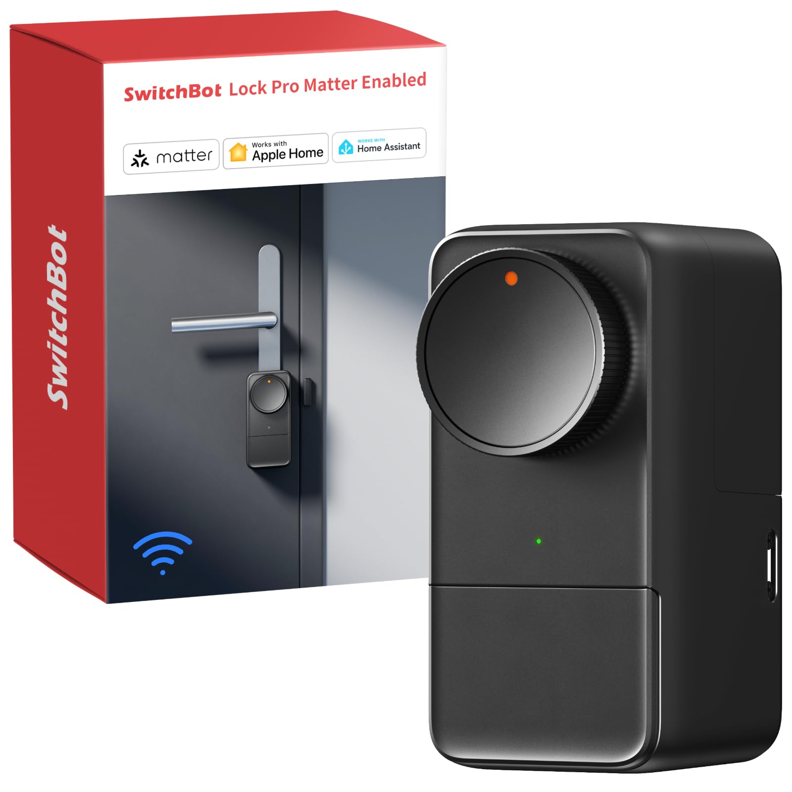 SwitchBot WLAN Smart Lock Pro Mit Aufladbarem Akku, Matter Over WiFi, Elektronisches Türschloss, schnell an deinem vorhandenen Türriegel installiert, unterstützt Apple Home, Alexa, Google Home, IFTTT