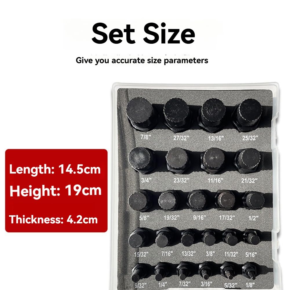 Juego de Extractores de Tornillos de 25 Piezas Juego de Extractores de Pernos de Múltiples Estrías para Quitar Tornillos y Pernos Dañados, Rotos, Redondeados y Pelados