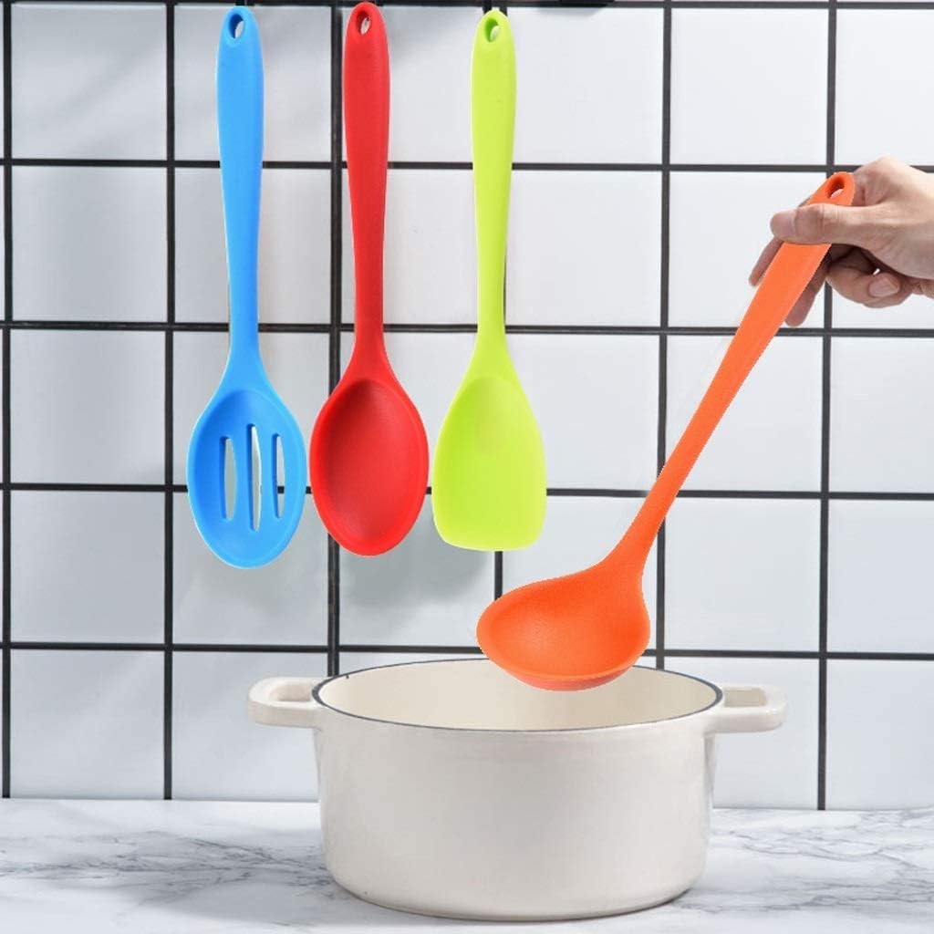 Kochutensilien, Bunte Regenbogen-Küchenutensilien, 10-teiliges Kochutensilien-Set, antihaftbeschichtetes, hitzebeständiges Silikon, Kochgeschirr mit Edelstahlgriff Co